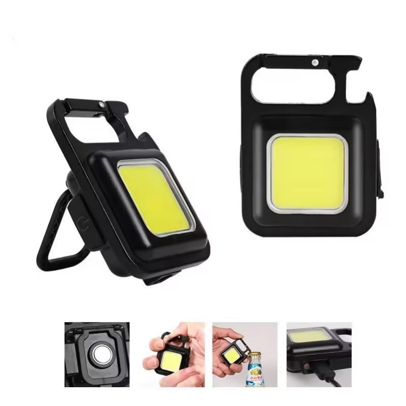 Aluminum Alloy 150MAH Mini COB Rechargeable Keychain Flashlight USB Type C Charging Strong Magnetic Camping Light