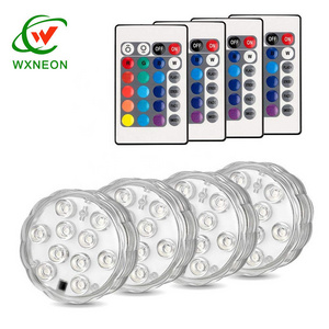 Waterproof MultiColor Battery Operated Remote Control 10 LED Submersible Light for Pool