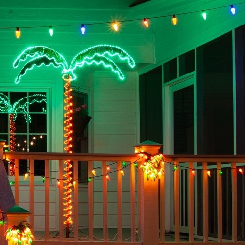 DC30v 7ft Height Deluxe Tropical LED Rope Lighted Christmas Palm Tree Light