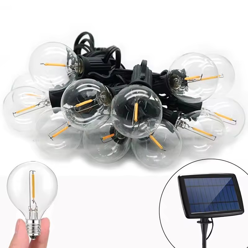 E12 Solar Light Outdoors Waterproof Garland Bulbs G40 Shatterproof 10 Led Garden String Lights