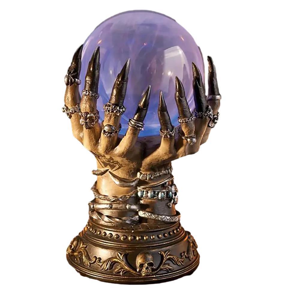 Creative Glowing Halloween Crystal Ball Portable Luminous Luxury Celestial Magic Skull Finger Plasma Ball For Home Decorate