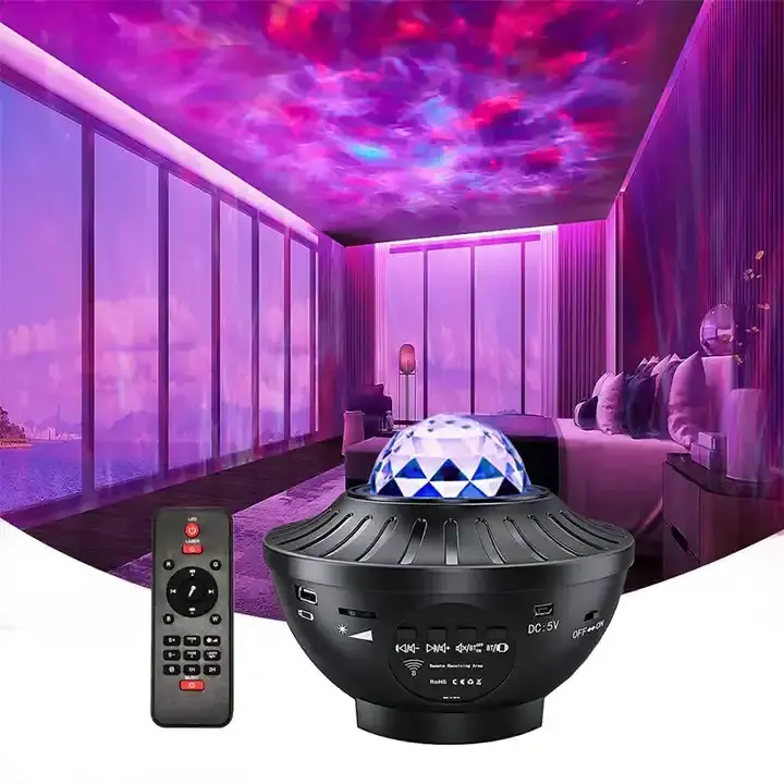 USB Remote Control Water Wave Pattern Color Light Atmosphere LED Small Projector Light