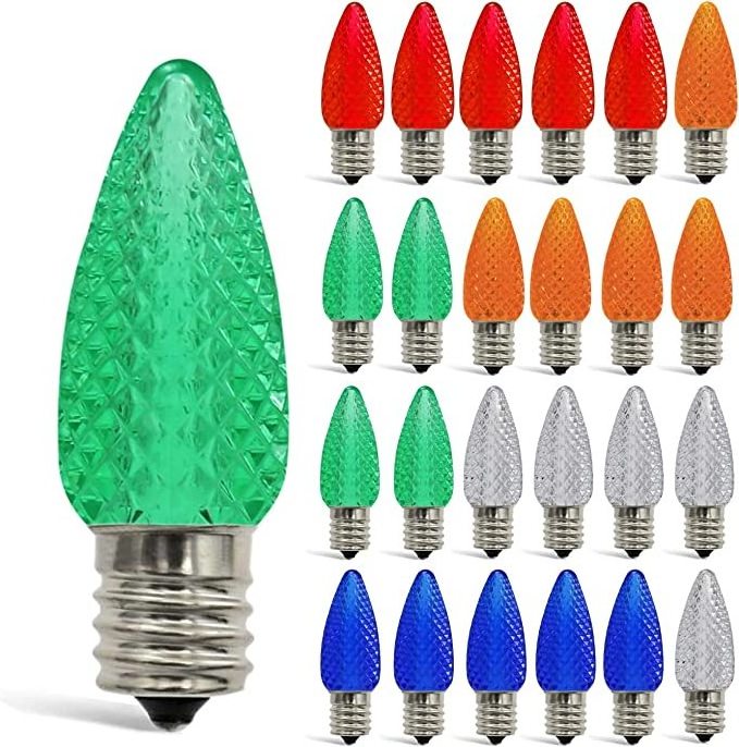 110v 1w C9 LED Replacement Faceted Candle Twinkle Color Changing Outdoor Bulbs