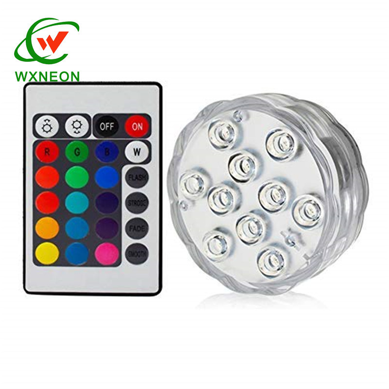 Battery Powered Remote Control 10 LEDs Underwater Fountain Lights Submersible Led Lights