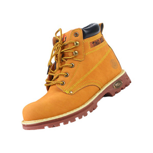 Hot Sale Engineering Rubber Sole Slip On yellow  Safety Boots steel toe black safety boot men