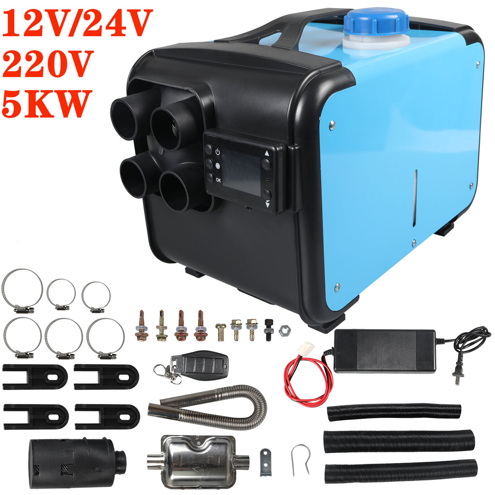 OkyRie 220v/110v Universal 5kw Diesel Air Heater 12V 24V Diesel Parking Heater Portable Diesel Air Parking For Cars