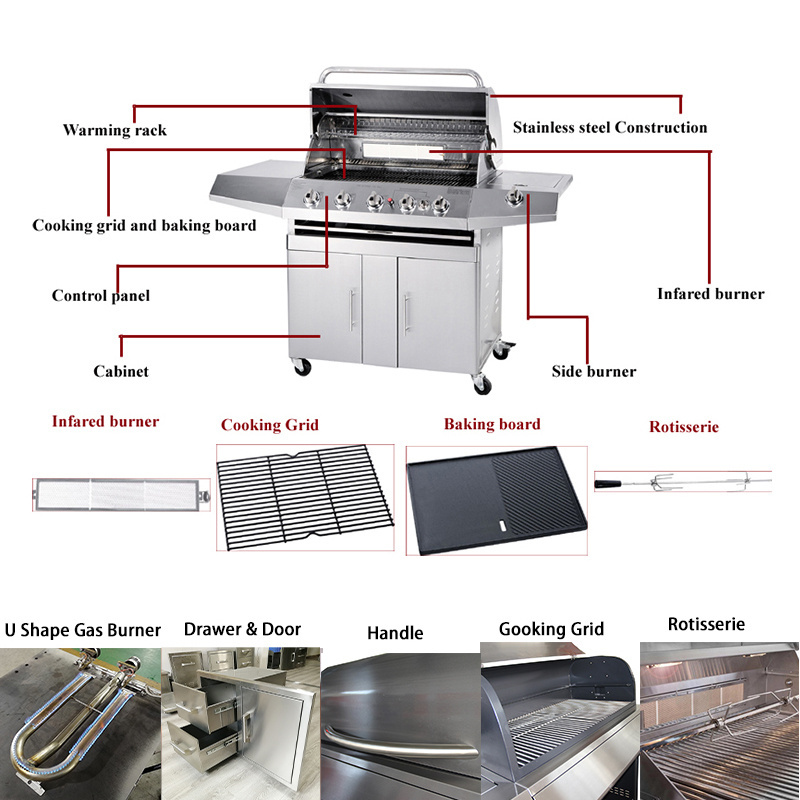 Rocket Stand Folding Barbecue Mini Built In Burner Foldable Campfire Grill Windproof Camping Stove BBQ Rotisserie Kit