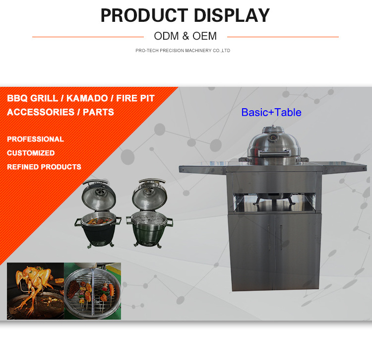 6A   OEM 13 23 25 26 inch large Metal Bbq charcoal Kamado Grill with Heavy Hinges spare parts  for wholesale