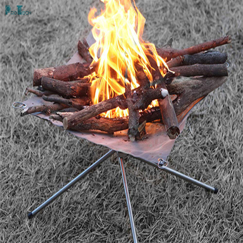 OEM Customized Cheap Square Wood Charcoal Campfire Bonfire Folding Outdoor fire pits table with stand For Wholesale