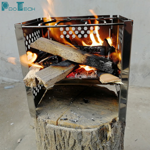 OEM Wood Burning Camp Stoves Picnic BBQ Cooker/mini Potable Folding Stainless Steel Backpacking pellet Stove For Wholesale