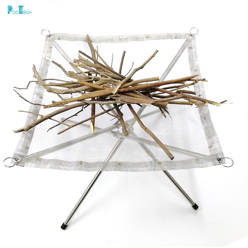 OEM Customized Cheap Square Wood Charcoal Campfire Bonfire Folding Outdoor fire pits table with stand For Wholesale