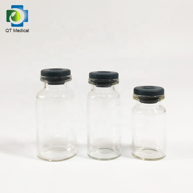 Pharmaceutical sterile 10ml tubular glass injection vial with rubber stopper