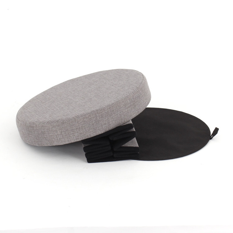 modern style decorative foldable grey fabric round folding storage box ottoman footrest stool