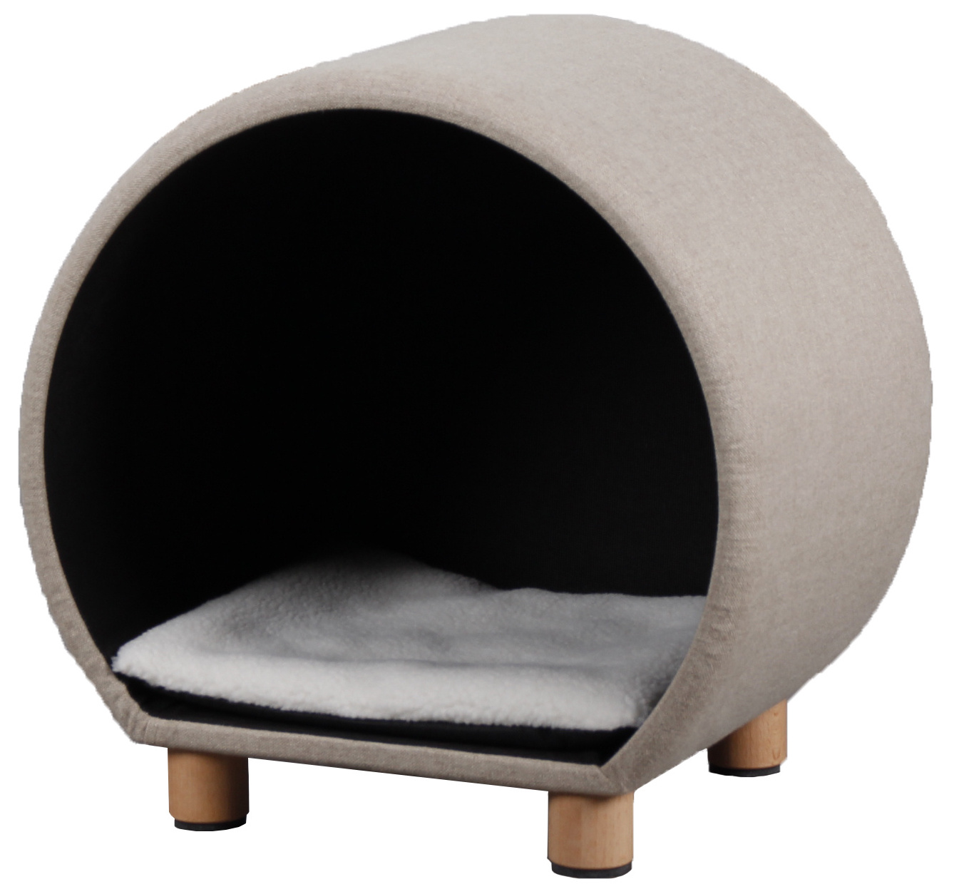 round unfoldable wooden cat nest beds house with wooden legs for indoor cats