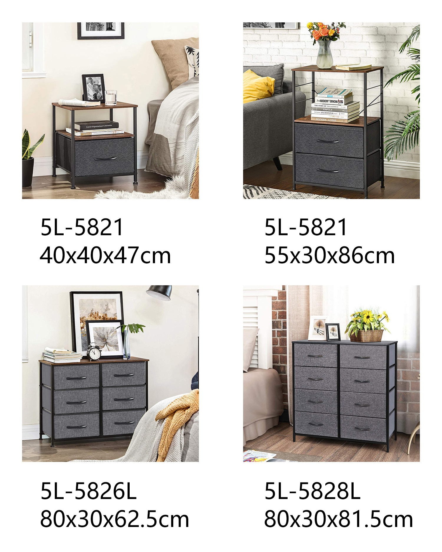 Customized household 8 drawer dresser bedroom furniture fabric cloth storage closet dresser with drawers