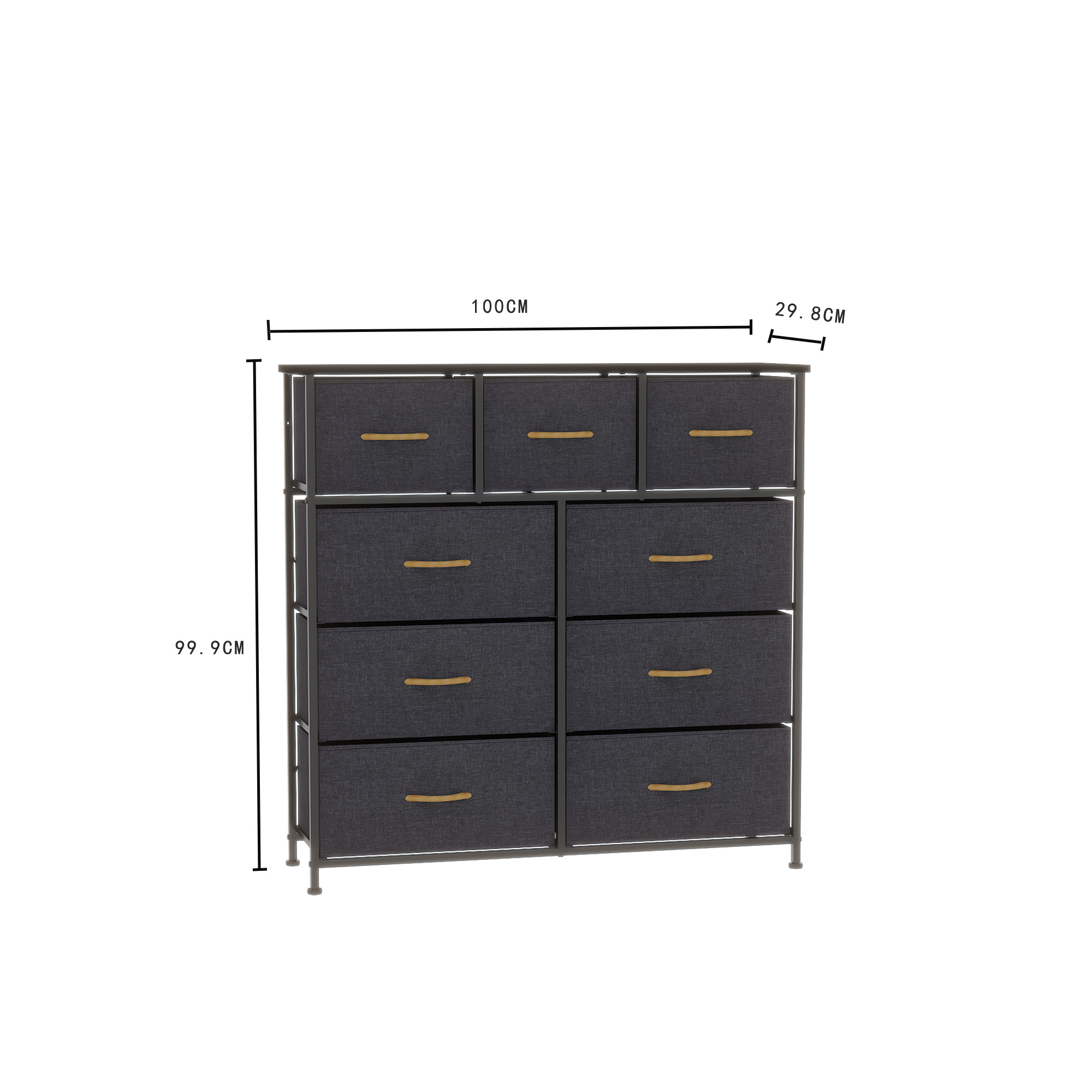 Customized high quality contemporary black luxury dresser chest of 9 drawers for clothing