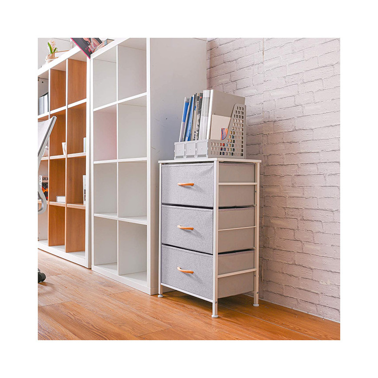 Customized 5L-202 Book Shelf Study Room Furniture 3 Drawers Storage Tower Fabric Drawer Cabinet Home Furniture Hot Sale