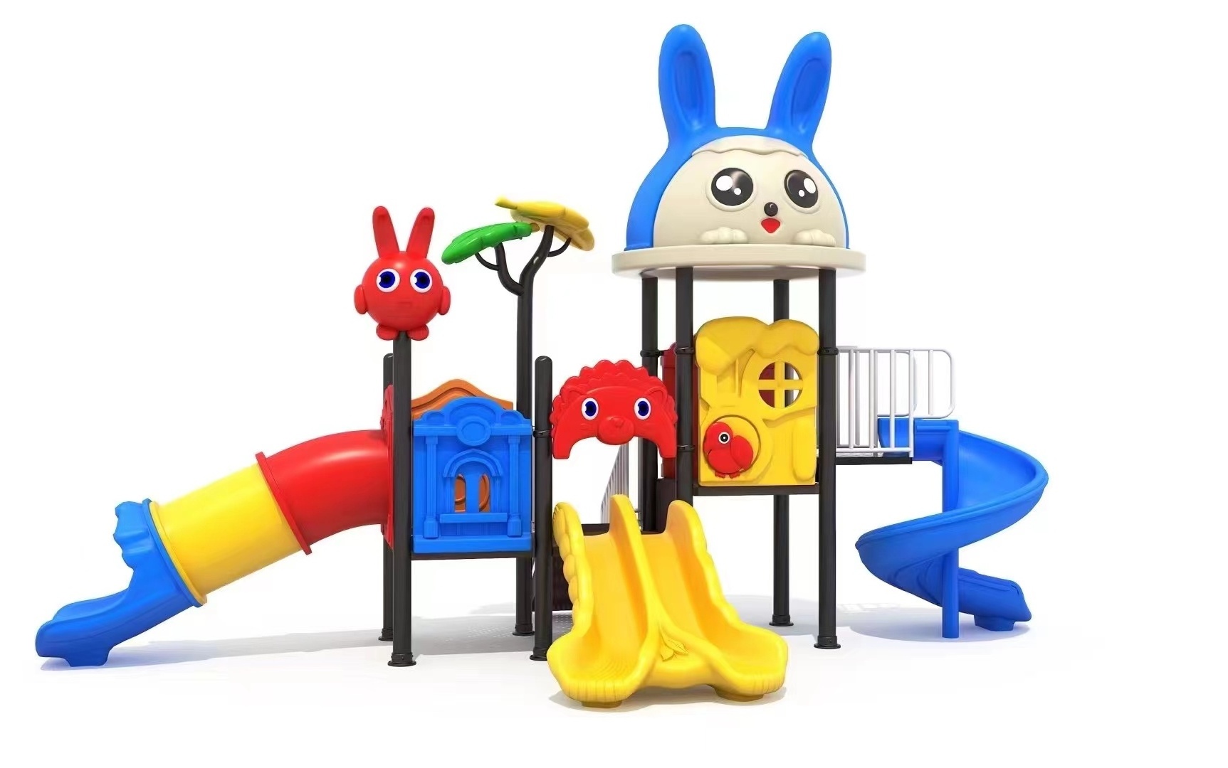 Amusement Park Facilities Equipment Play Set Plastic Swing And Slideset Kids Playground Outdoor For House Plastic Slide