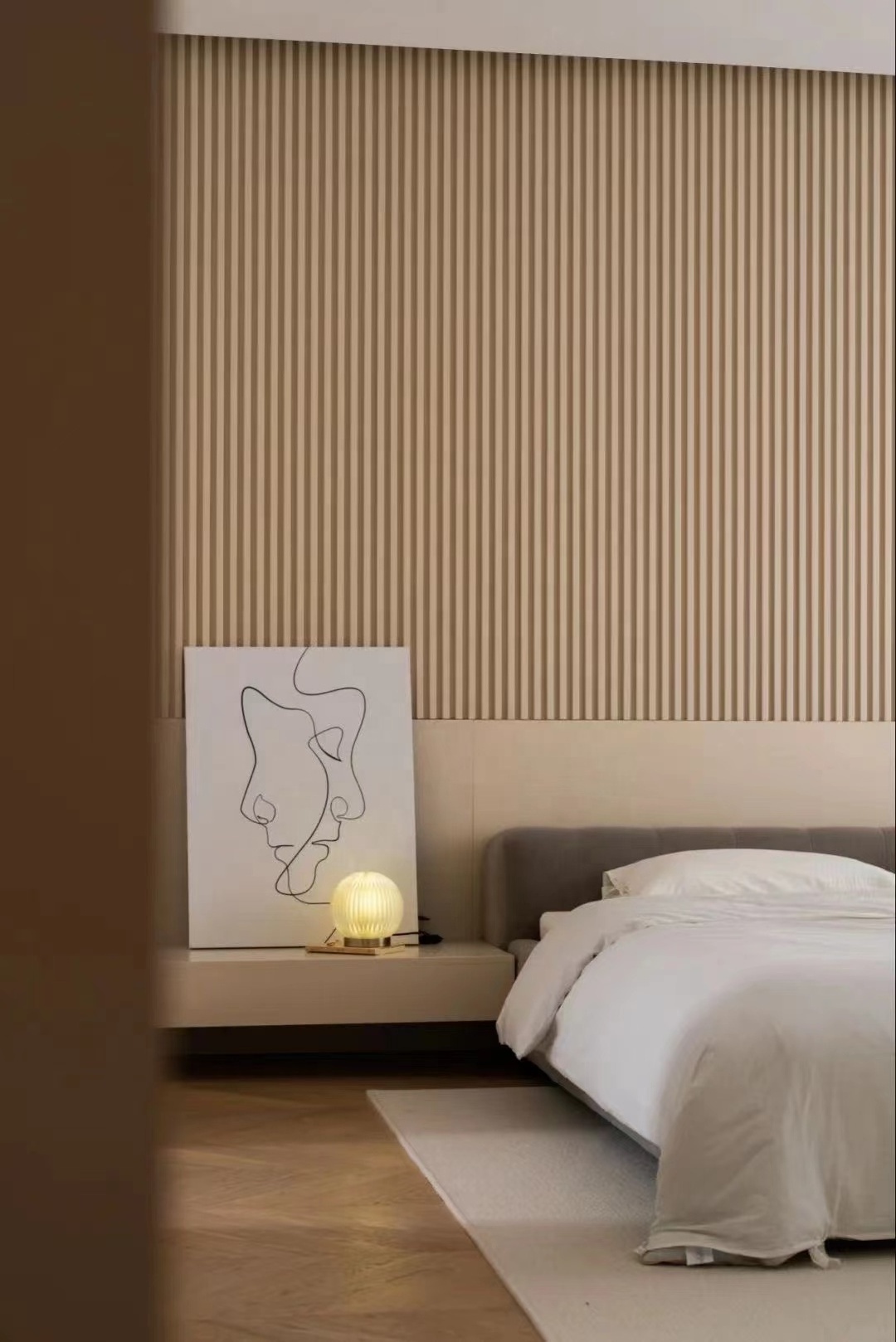 Grille Slotted Wpc Eco Wood Textile White Pvc Wood Fluted Wall Panel