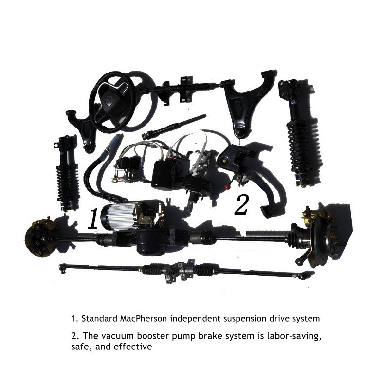 Electric vehicle independent suspension chassis 60kmh 72V 4KW AC motor front drive electric car conversion kits