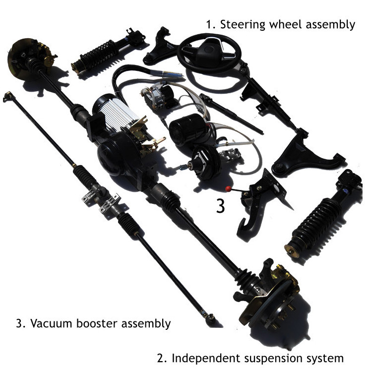 Electric vehicle independent suspension chassis 60kmh 72V 4KW AC motor front drive electric car conversion kits