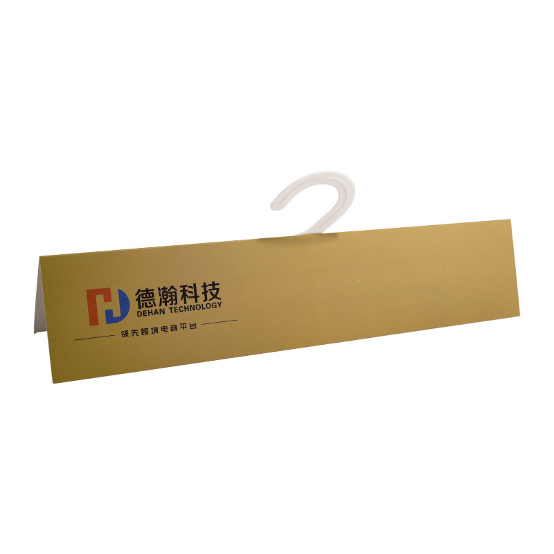 Customized Logo Printing Production Wholesale Paper Fabric Sample Hangers With Plastic Hook