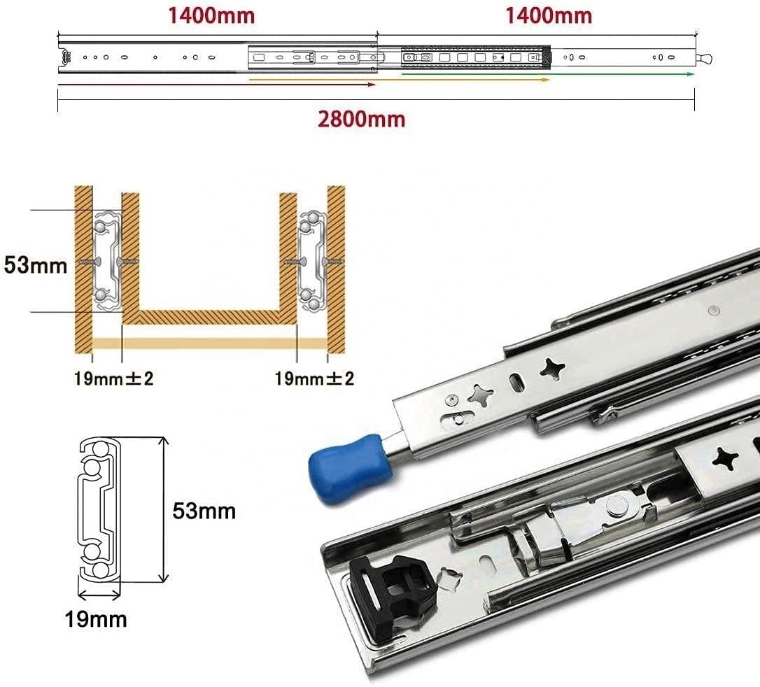 SNEIDA 900mm 120KG Load Rating Heavy Duty locking Drawer Slide rails for tool cabinet