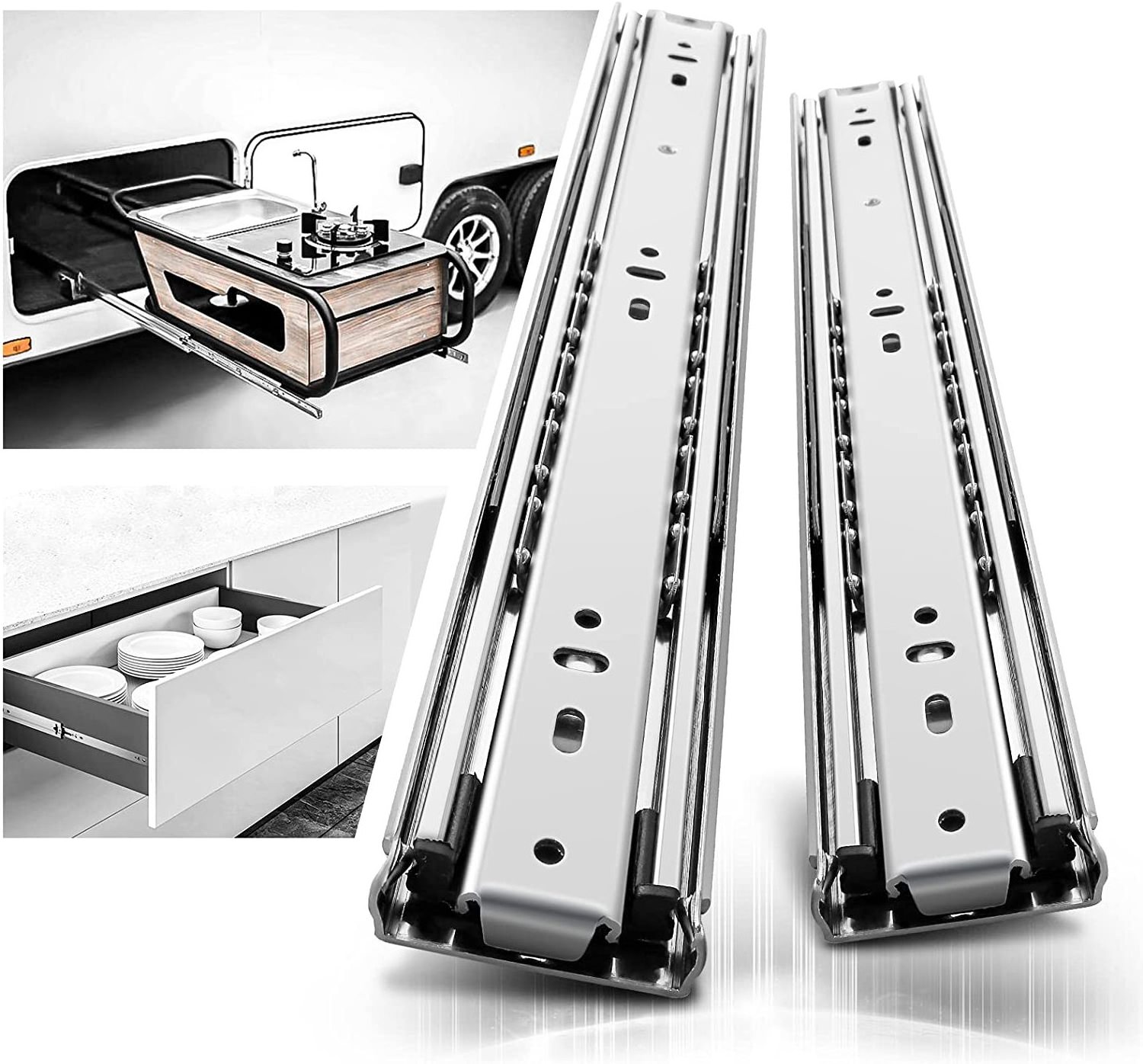 SNEIDA Heavy Duty Drawer Slides Full Extension Ball Bearing industrial locking drawer slide Rails Tool Box Runner