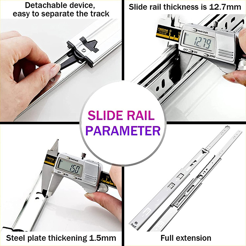 SNEIDA Heavy Duty Drawer Slides Full Extension Ball Bearing industrial locking drawer slide Rails Tool Box Runner