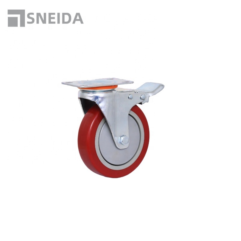 SNEIDA Supermarket Shopping Cart PVC Swivel Caster Wheels Trolley Locking Industrial Wheelsairport Type Casters