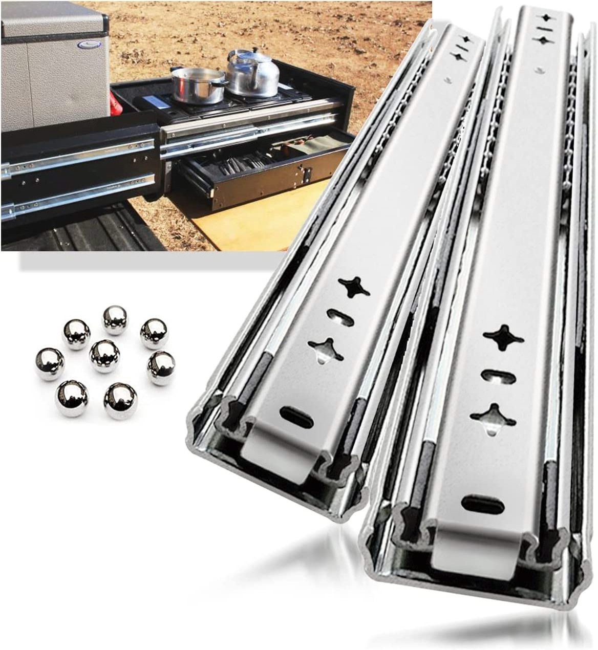 SNEIDA 53mm three-section slide rail with lock thickened telescope industrial rail heavy duty drawer slides