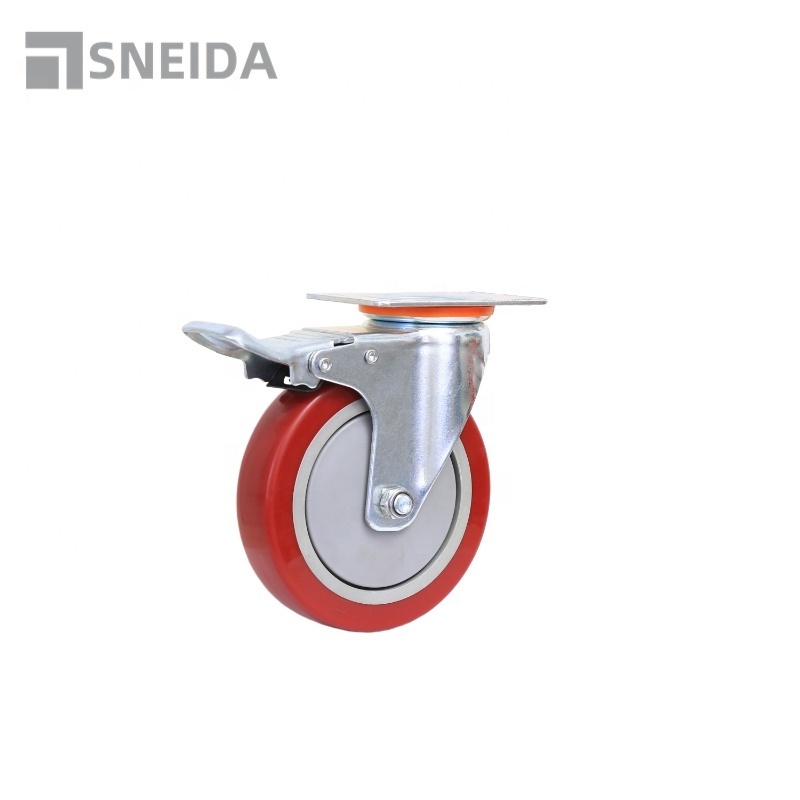 SNEIDA Supermarket Shopping Cart PVC Swivel Caster Wheels Trolley Locking Industrial Wheelsairport Type Casters