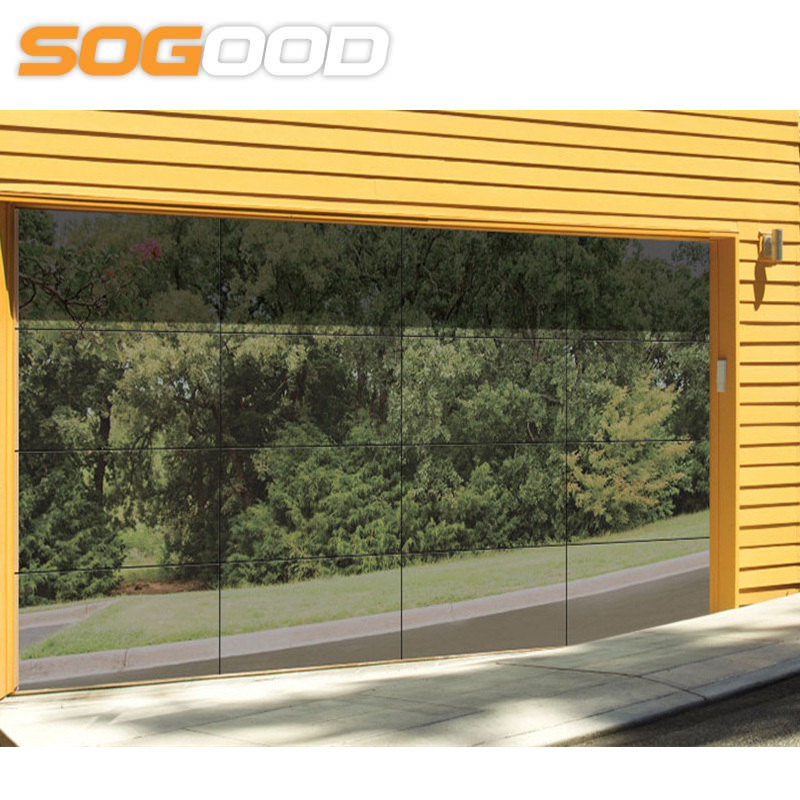 mirror glass sectional garage door aluminum frameless black glass doors