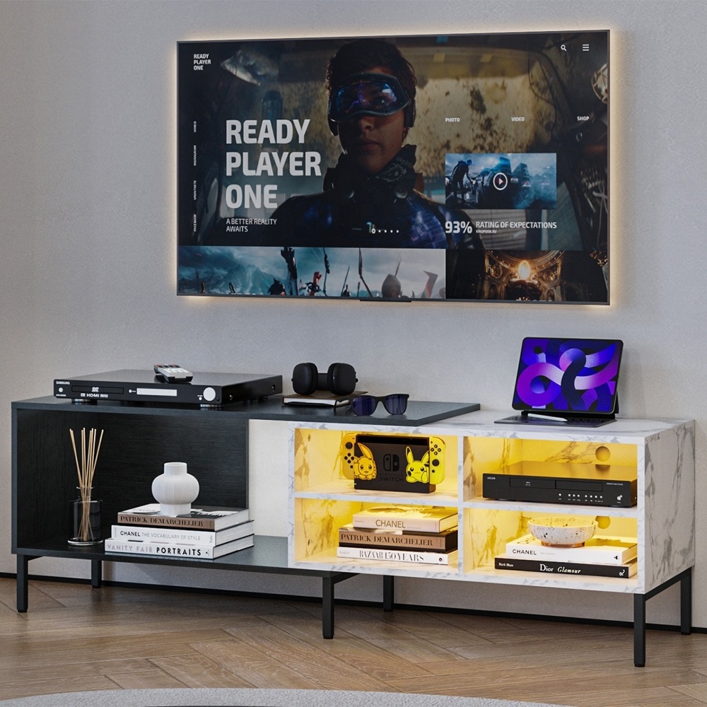 GRS Simple marble cabinet in modern living room Nordic simple coffee table Rock plate TV cabinet and coffee table Combination Tv