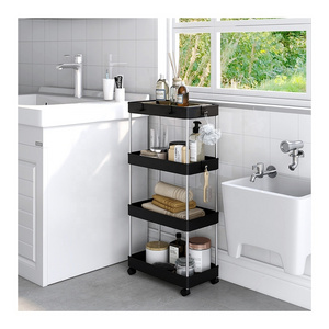 Wholesale Kitchen Mobile Trolley Rack Floor Organizer 2/3/4 Tier Corner Multi-layer Vegetable Storage Rack