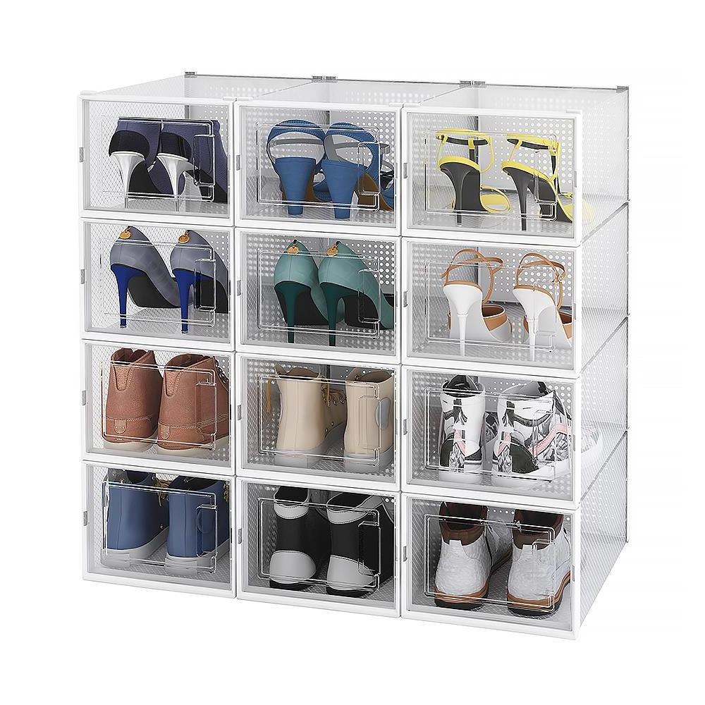 Global Certificated Big Plastic Shoe Rack 2 Pair 3 Tier  Shoe Containers With Drop Front