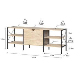 Metal Frame Particle Board Bookcase Industrial Bookcase Household Wooden Book Display Racks