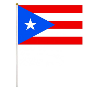 Hot sales 8''x12'' Puerto Rico football fan waving hand flags with wooden pole