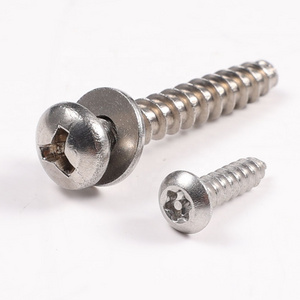 Stainless Steel Star Six Lobe Round Button Head Self Tapping Security Torx Screws with Pin