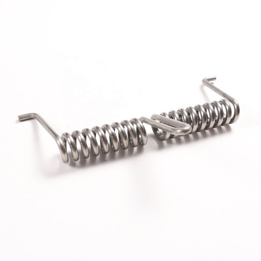 Custom Spiral Springs Stainless Steel Double Torsion Spring with L Bent Straight Hook