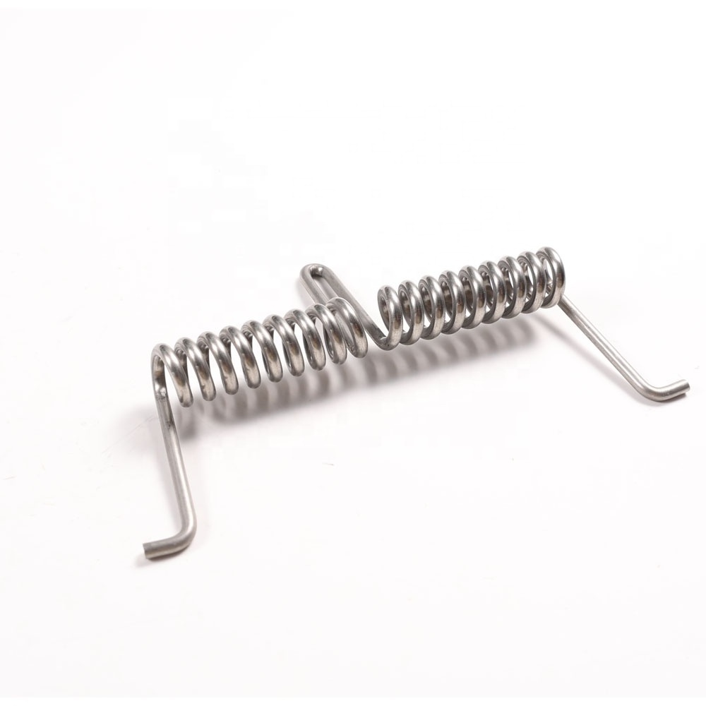 Custom Spiral Springs Stainless Steel Double Torsion Spring with L Bent Straight Hook