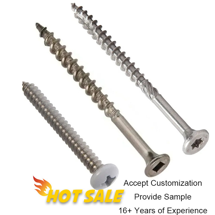 custom m4 304 Pan phillips flat head screw torx square drive robertson wood stainless steel self tapping decking screws