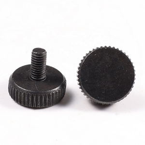 Custom #10-32x1/2" Laser Engraved Knurled Head Black Anodized Aluminum Thumb Screw Knob