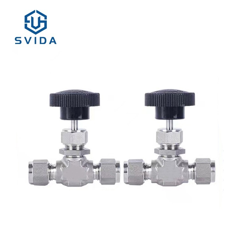 SS304 SS316 1/4 3/8 1/2 Inch Flow Control Double Ferrule Compression Ends Needle Valve