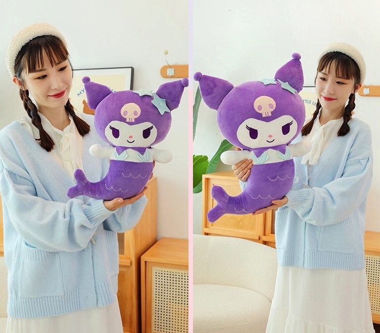 2024 New Creative Sanrioed Mermaid Series Plush Dolls Soft Kawaii Kuromi Melody Anime Stuffed Pillow Birthday Gifts Plush Toys