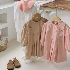 Wholesale Smocked Cute Little Soft Cotton Girl Muslin Ruffle Dress Primrose Sage Kids up storage australia