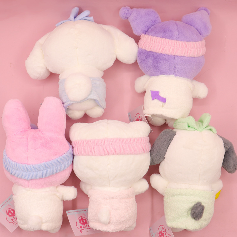 Custom Kawaii Sanrioed Bath Towel Plush Dolls Soft Melody Kuromi Anime Bag Pendant Gifts Stuffed Mini Plush Toys Keychains