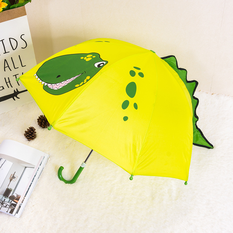 Ruunjoy Creative Custom Cute Umbrella 3d Dinosaur Cartoon Ear Modeling Boys Animal Shark Lion Student Long-handled Kids Umbrella