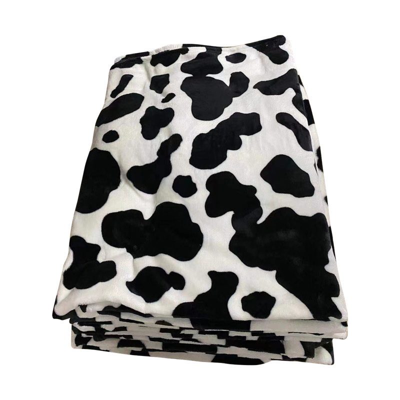 Cow Print Blanket for Sofa Couch Double Sided Flannel Soft Warm Comfortable  Animal Design Brown Throw Blanket