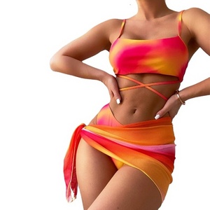 2024 8colors S-XL Plus Size Fashion Tie Dyed Sexy Mature Swimsuit Woman Bikini Swimwear 3 Piece Bathing Suits